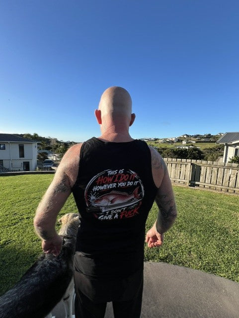Jay Cuts Fish Unisex Black Singlet