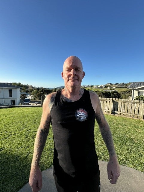 Jay Cuts Fish Unisex Black Singlet